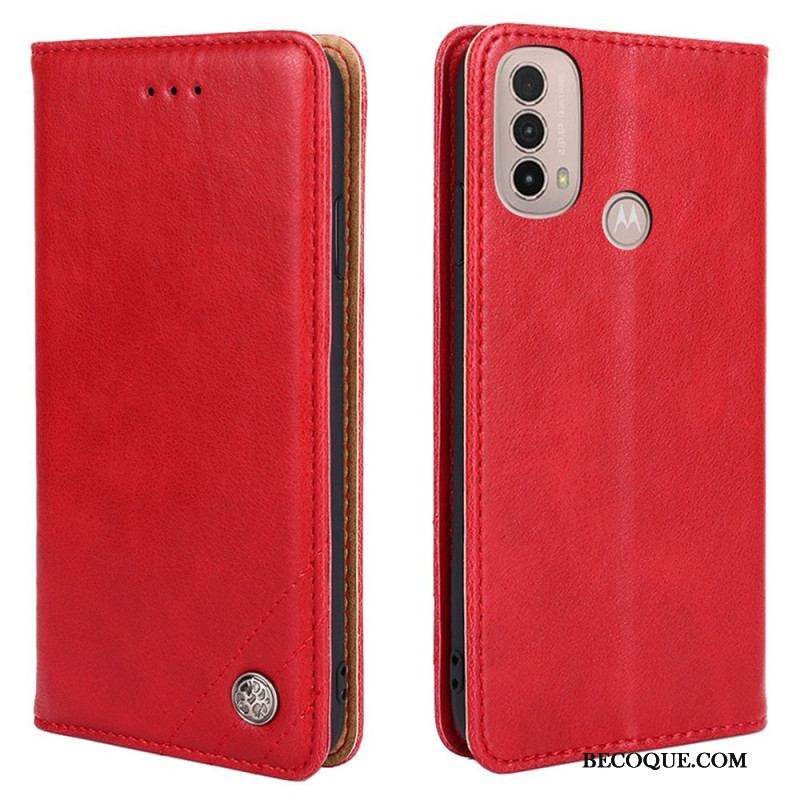 Flip Cover Moto E40 / E30 / E20 Style Cuir Rivet