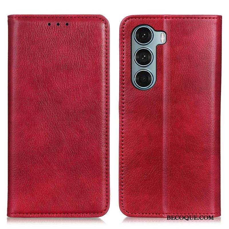 Flip Cover Moto G200 5G Cuir Litchi Fendu Texture