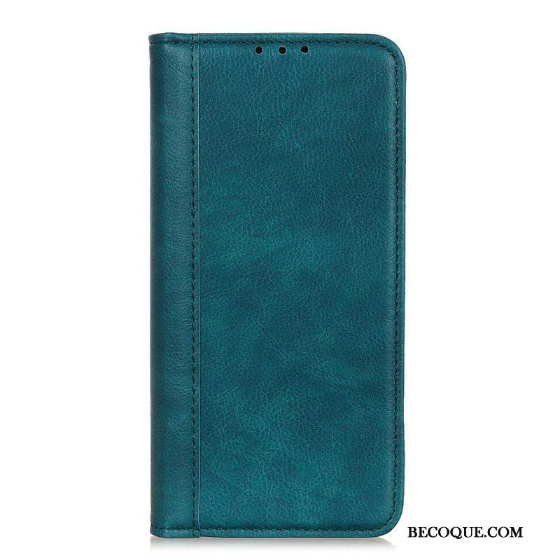 Flip Cover Moto G200 5G Version Cuir Litchi Fendu