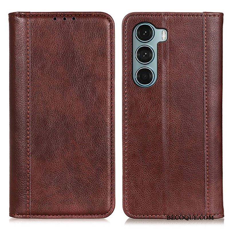 Flip Cover Moto G200 5G Version Cuir Litchi Fendu