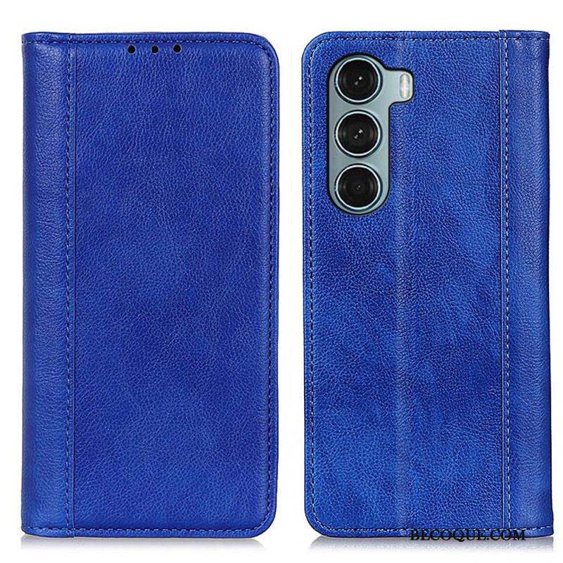 Flip Cover Moto G200 5G Version Cuir Litchi Fendu