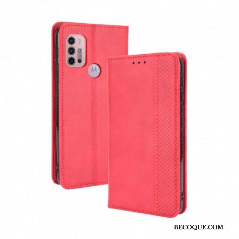 Flip Cover Moto G30 / Moto G10 Effet Cuir Vintage Stylisé