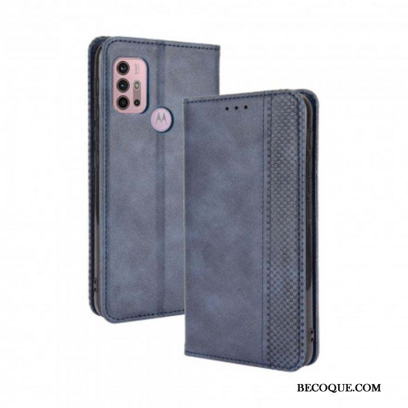 Flip Cover Moto G30 / Moto G10 Effet Cuir Vintage Stylisé