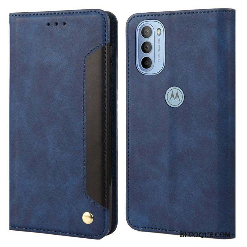 Flip Cover Moto G51 5G Effet Cuir Business Bicolore