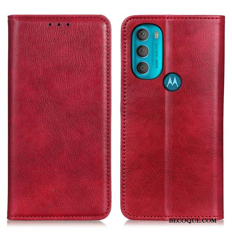 Flip Cover Moto G71 5G Cuir Fendu Texturé