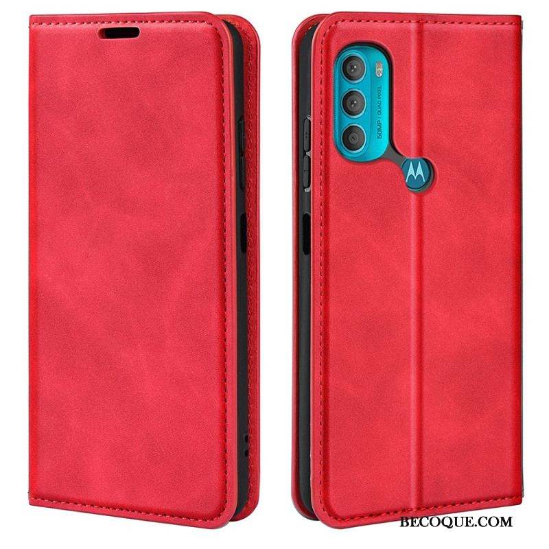 Flip Cover Moto G71 5G Effet Cuir Douceur Soie