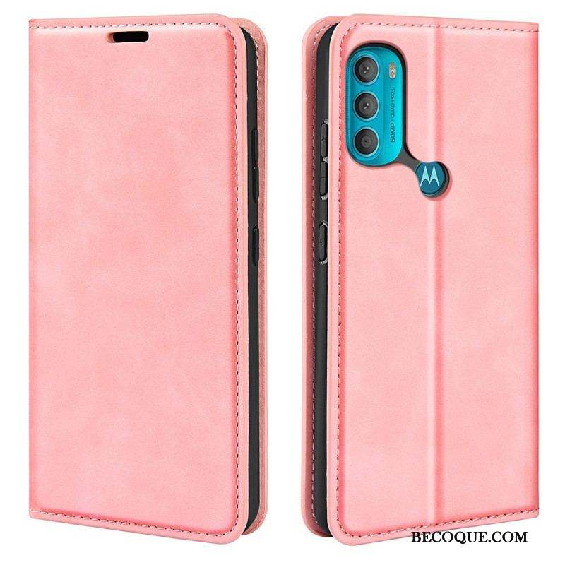 Flip Cover Moto G71 5G Effet Cuir Douceur Soie