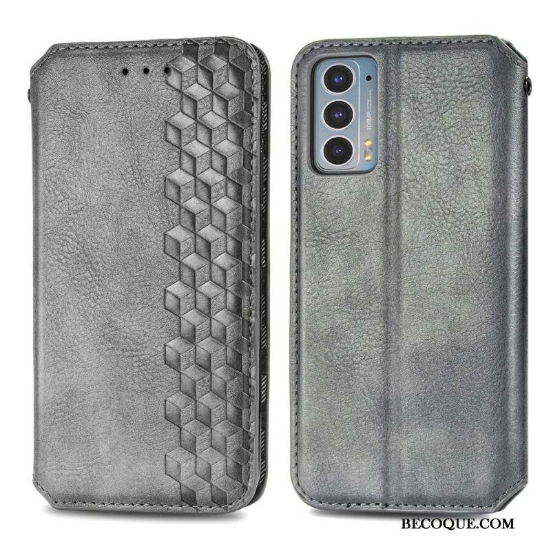 Flip Cover Motorola Edge 20 Effet Cuir Texture Diamant
