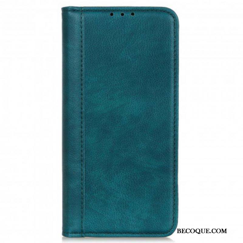 Flip Cover Motorola Edge 20 Lite Version Cuir Litchi Fendu