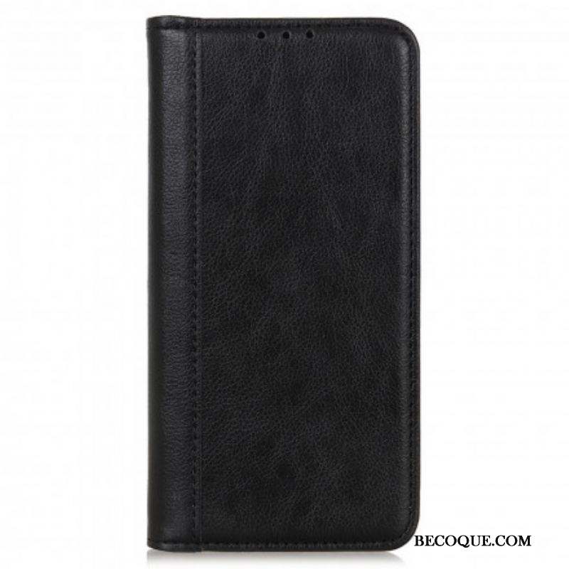 Flip Cover Motorola Edge 20 Pro Version Cuir Litchi Fendu