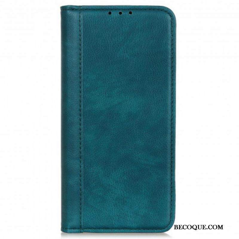 Flip Cover Motorola Edge 20 Pro Version Cuir Litchi Fendu