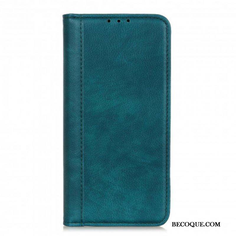 Flip Cover Motorola Edge 20 Version Cuir Litchi Fendu