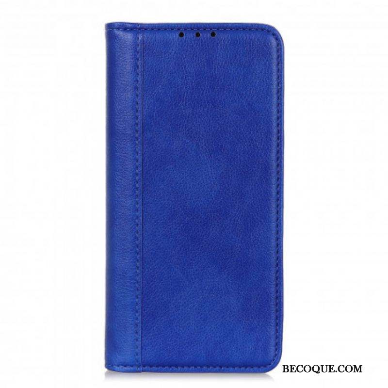 Flip Cover Motorola Edge 20 Version Cuir Litchi Fendu