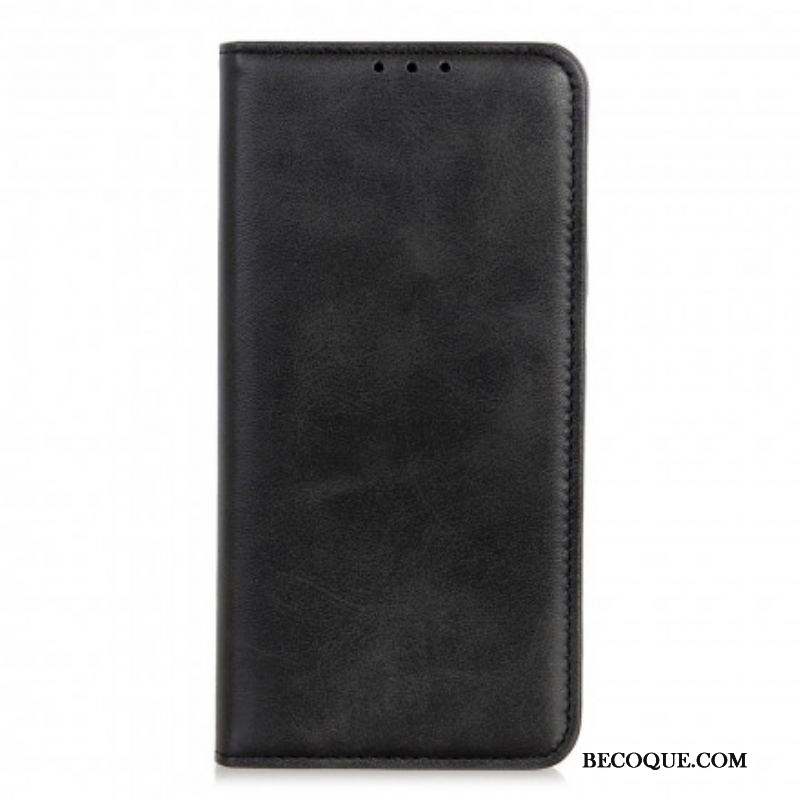 Flip Cover Motorola G60s Cuir Fendu Mat