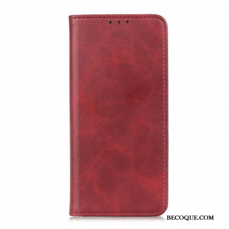 Flip Cover Motorola G60s Cuir Fendu Mat