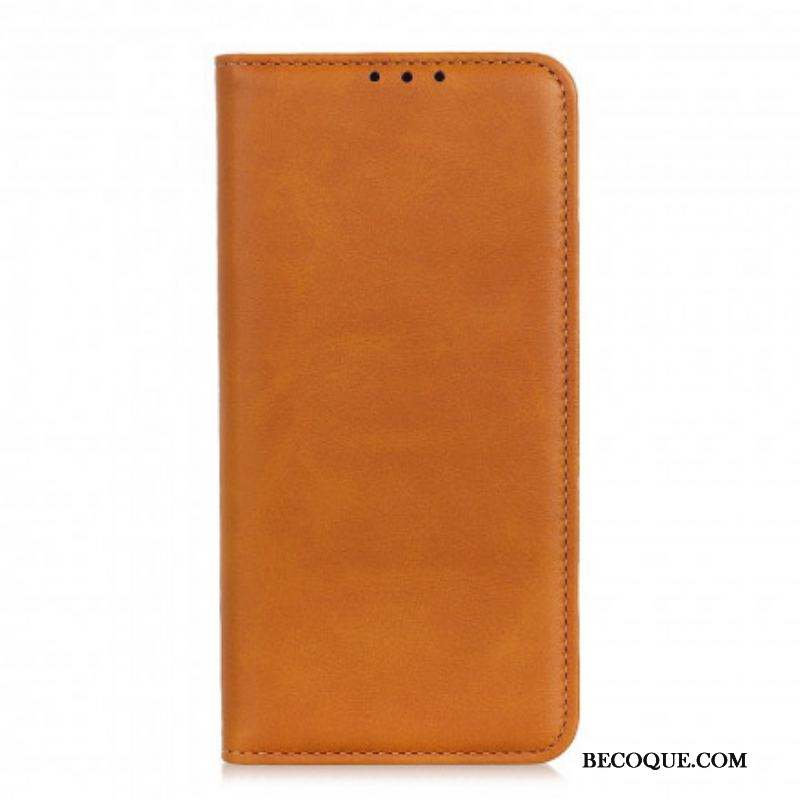 Flip Cover Motorola G60s Cuir Fendu Mat