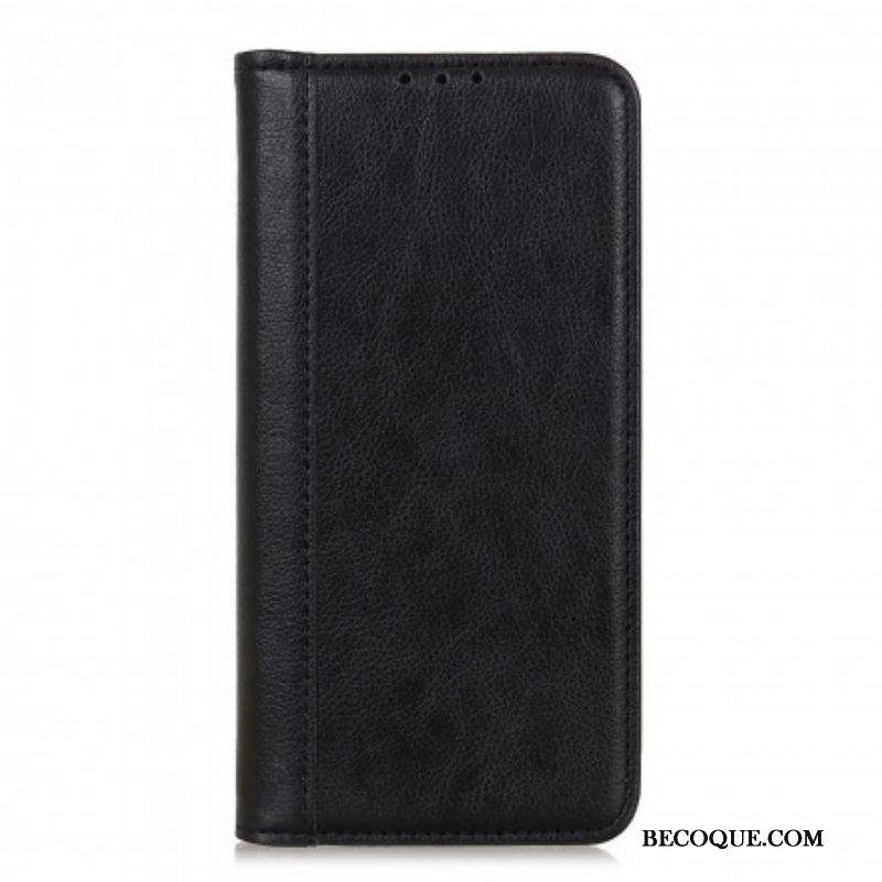 Flip Cover Motorola G60s Version Cuir Litchi Fendu