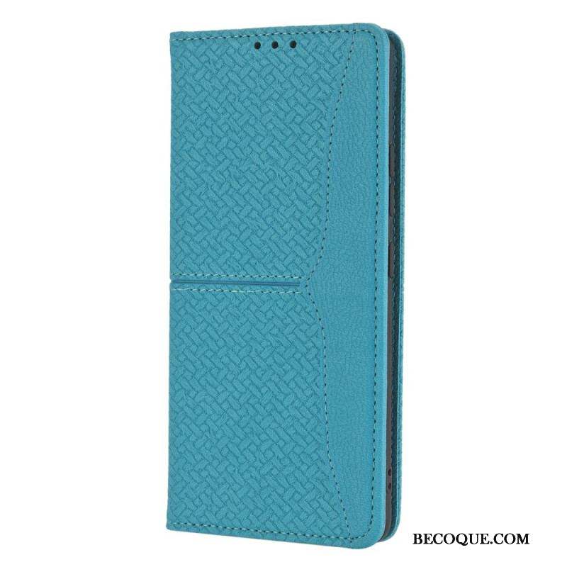 Flip Cover Samsung Galaxy A12 / M12 Style Cuir Tissée à Lanière