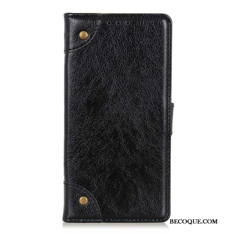 Flip Cover Samsung Galaxy A42 5G Cuir Fendu Nappa Rivets