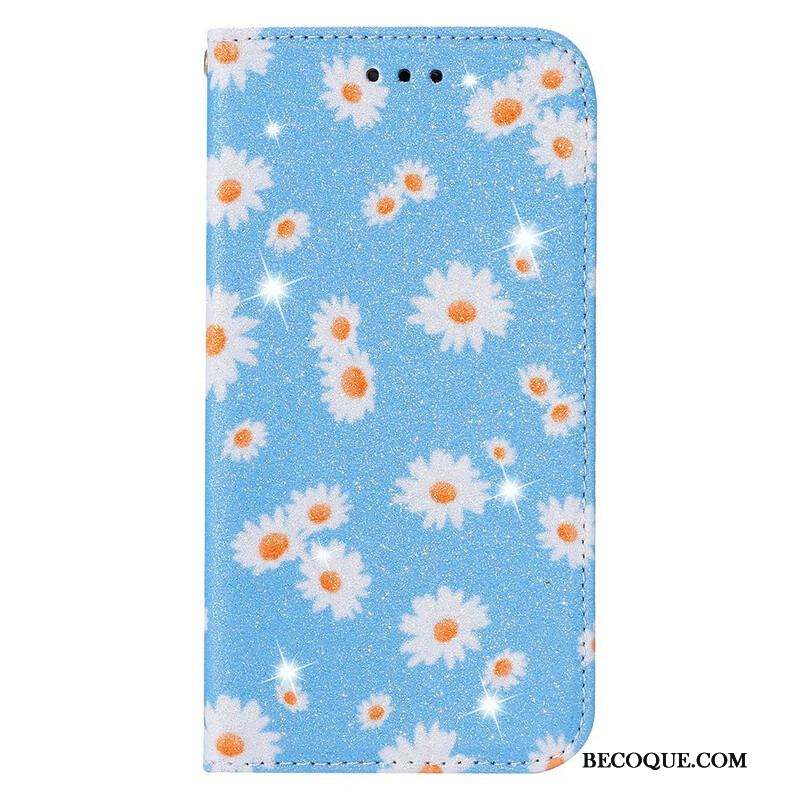 Flip Cover Samsung Galaxy A51 5G Simili Cuir Marguerites