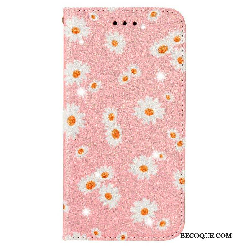 Flip Cover Samsung Galaxy A51 5G Simili Cuir Marguerites