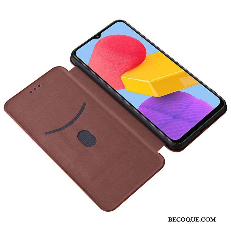 Flip Cover Samsung Galaxy M13 Fibre Carbone