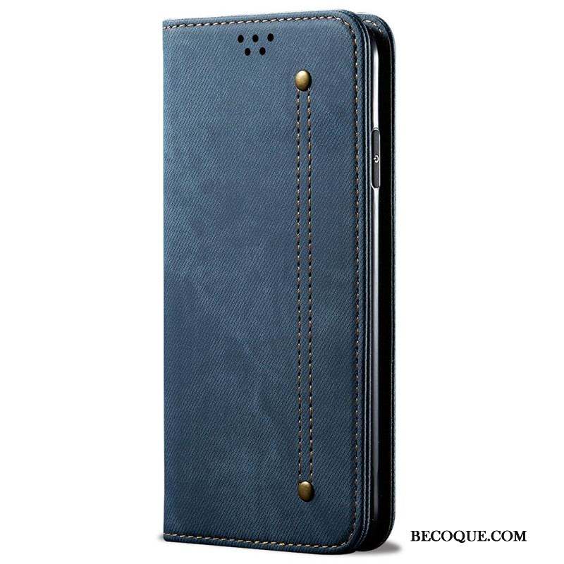 Flip Cover Samsung Galaxy M52 5G Tissu Jeans