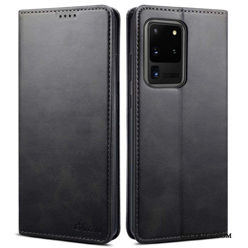 Flip Cover Samsung Galaxy S20 Ultra SUTENI Effet Cuir