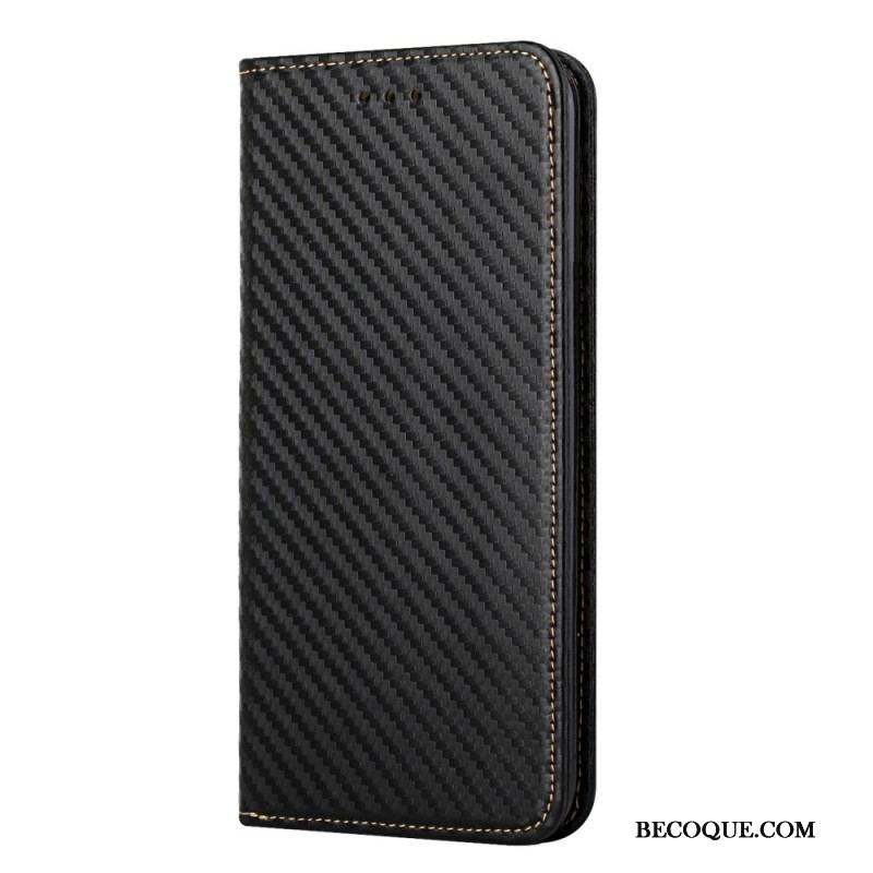 Flip Cover Samsung Galaxy S22 Ultra 5G Fibre Carbone à Lanière