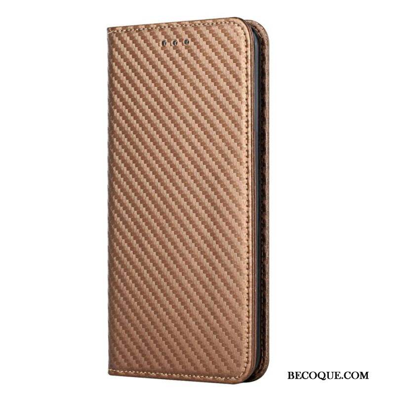 Flip Cover Samsung Galaxy S22 Ultra 5G Fibre Carbone à Lanière