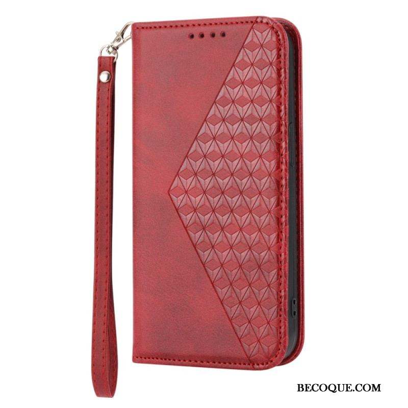 Flip Cover Samsung Galaxy S23 5G Motif 3D à Lanière