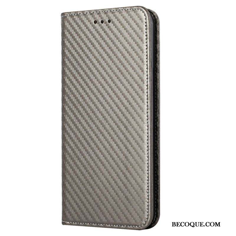 Flip Cover Samsung Galaxy S23 5G Style Fibre Carbone à Lanière