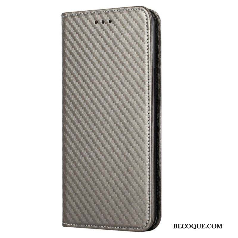 Flip Cover Samsung Galaxy S23 5G Style Fibre Carbone à Lanière