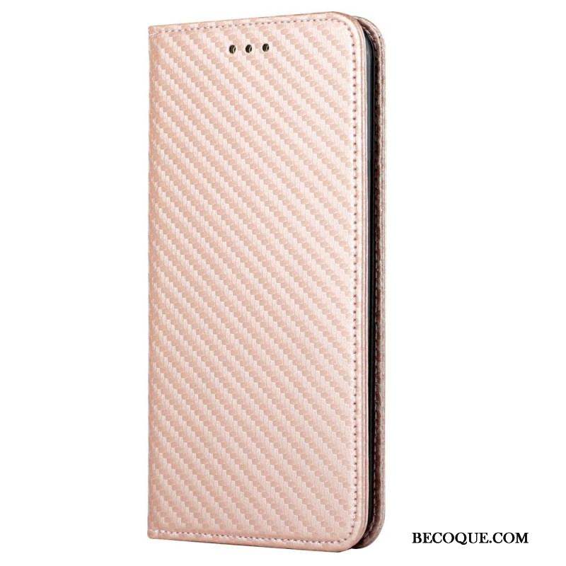 Flip Cover Samsung Galaxy S23 5G Style Fibre Carbone à Lanière