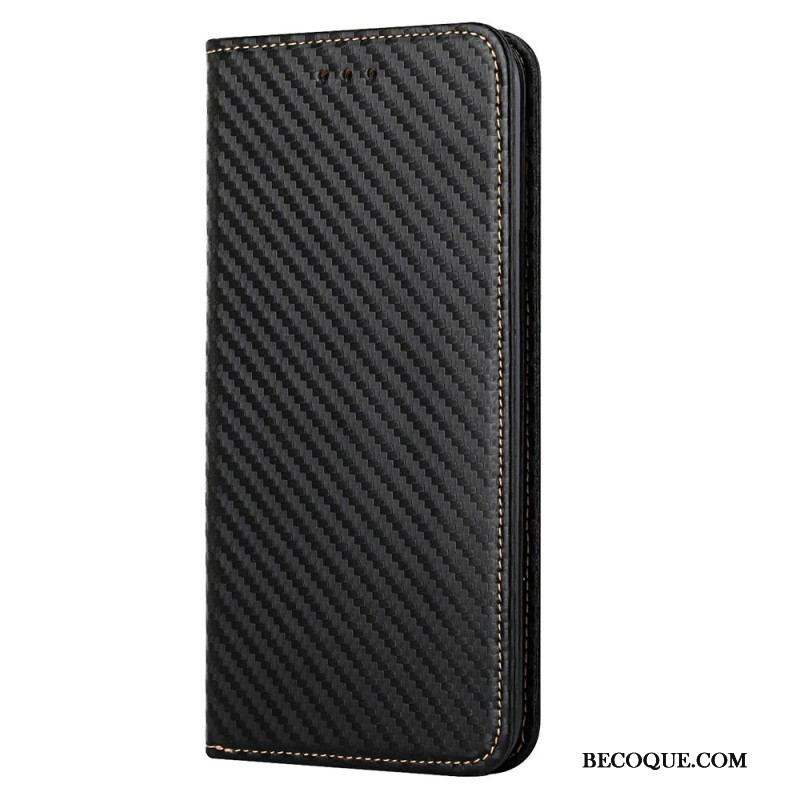 Flip Cover Samsung Galaxy S23 Plus 5G Style Fibre Carbone à Lanière