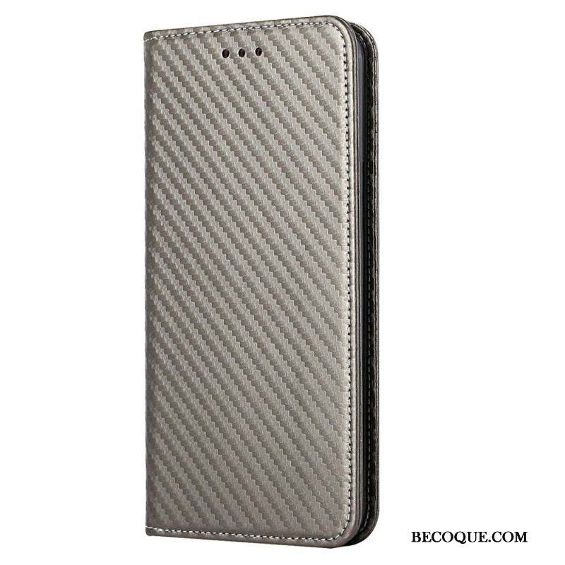 Flip Cover Samsung Galaxy S23 Plus 5G Style Fibre Carbone à Lanière