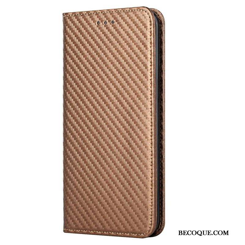 Flip Cover Samsung Galaxy S23 Plus 5G Style Fibre Carbone à Lanière