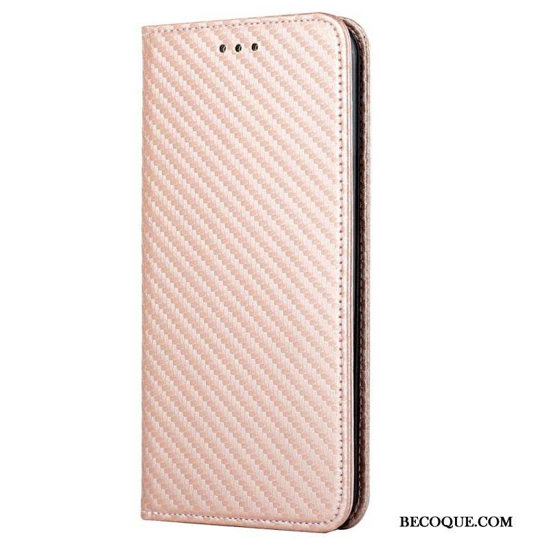 Flip Cover Samsung Galaxy S23 Plus 5G Style Fibre Carbone à Lanière