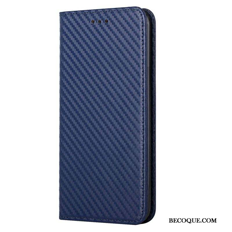 Flip Cover Samsung Galaxy S23 Plus 5G Style Fibre Carbone à Lanière