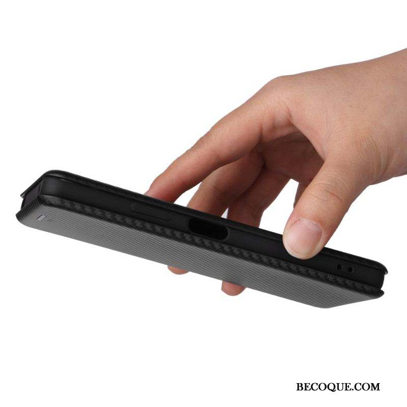 Flip Cover Sony Xperia 10 IV Texture Fibre Carbone