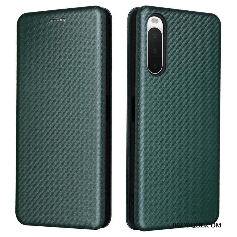 Flip Cover Sony Xperia 10 IV Texture Fibre Carbone