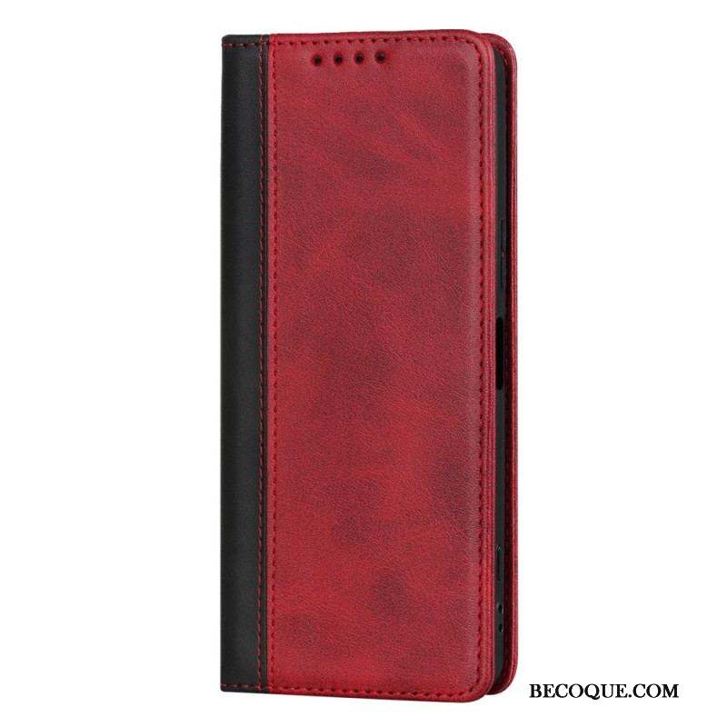 Flip Cover Sony Xperia 5 IV Bicolore Effet Cuir