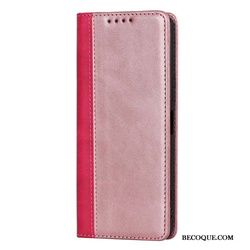 Flip Cover Sony Xperia 5 IV Bicolore Effet Cuir