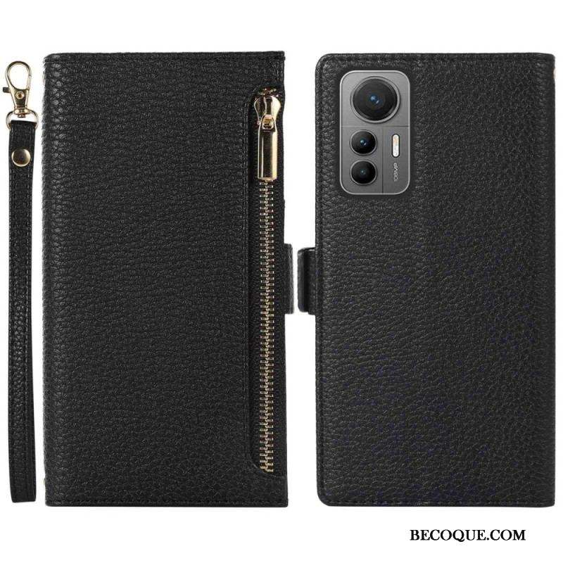 Flip Cover Xiaomi 12 Lite Pochette Frontale et Lanière