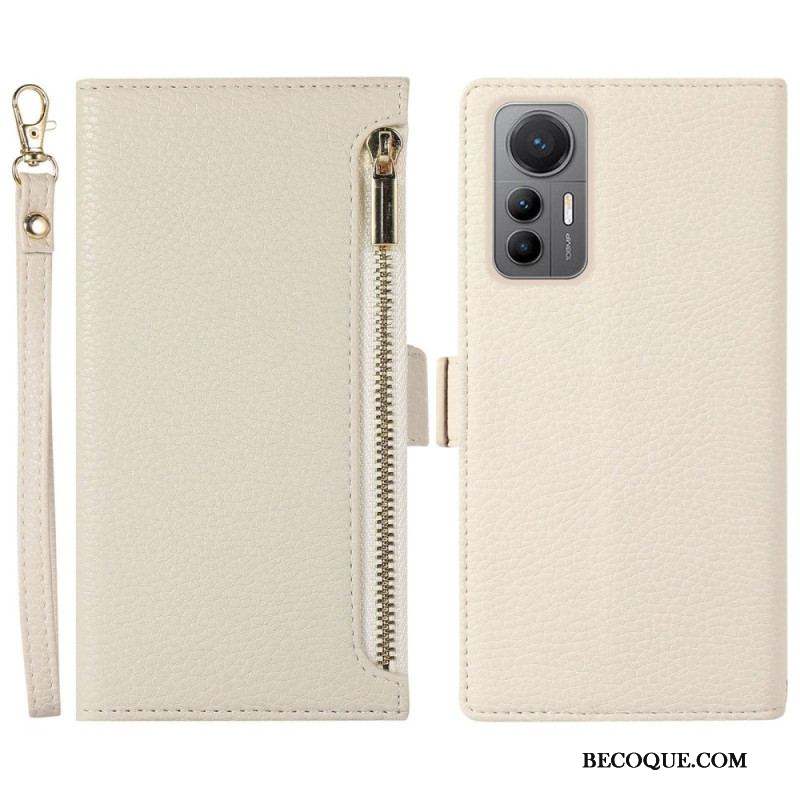 Flip Cover Xiaomi 12 Lite Pochette Frontale et Lanière