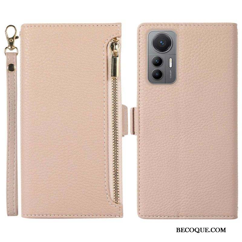 Flip Cover Xiaomi 12 Lite Pochette Frontale et Lanière