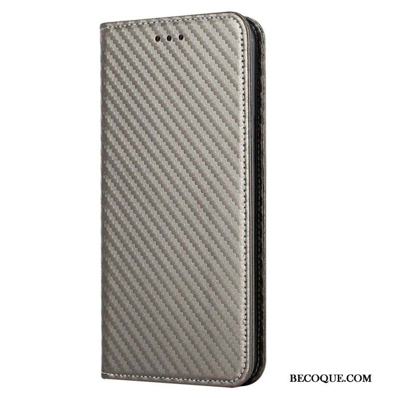 Flip Cover Xiaomi 12T / 12T Pro Fibre Carbone avec Lanière