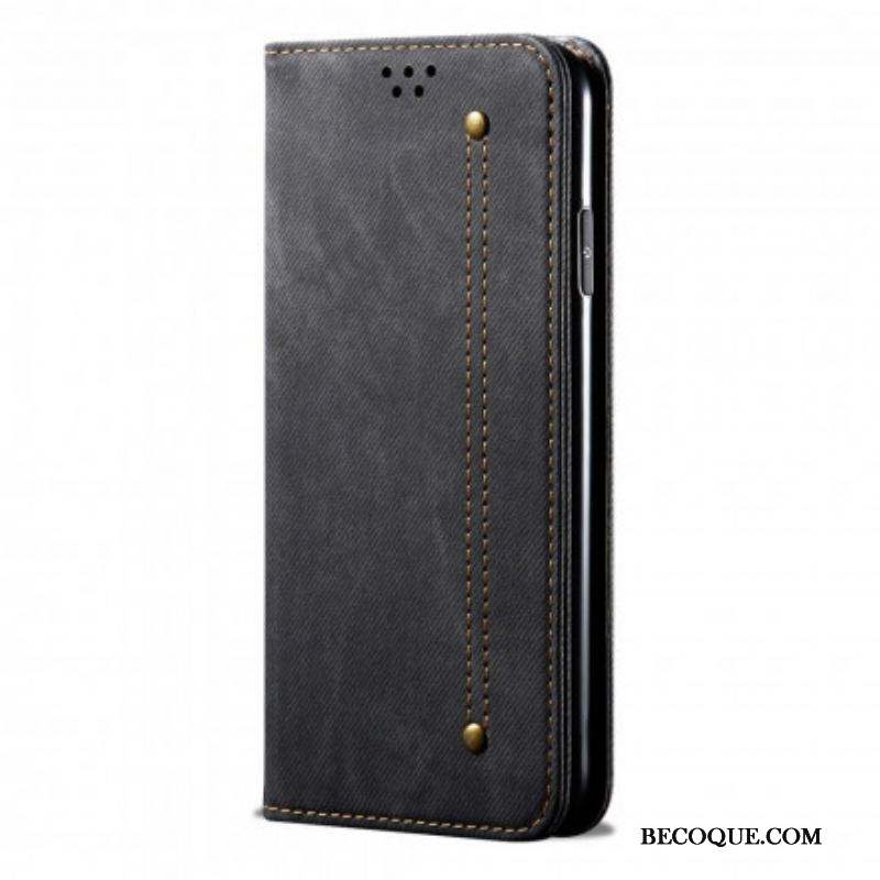 Flip Cover Xiaomi Redmi Note 10 Pro Tissu Jeans