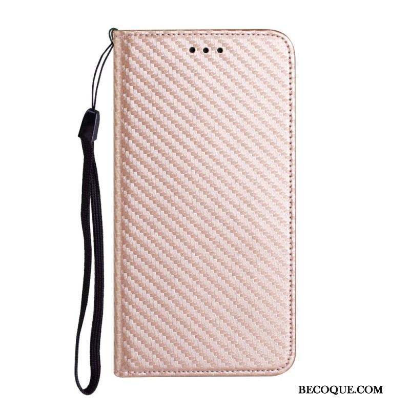 Flip Cover Xiaomi Redmi Note 11 Pro Plus 5G Fibre Carbone à Lanière