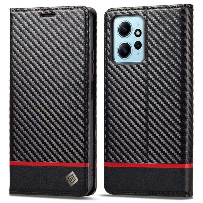 Flip Cover Xiaomi Redmi Note 12 4G Fibre Carbone LC.IMEEKE